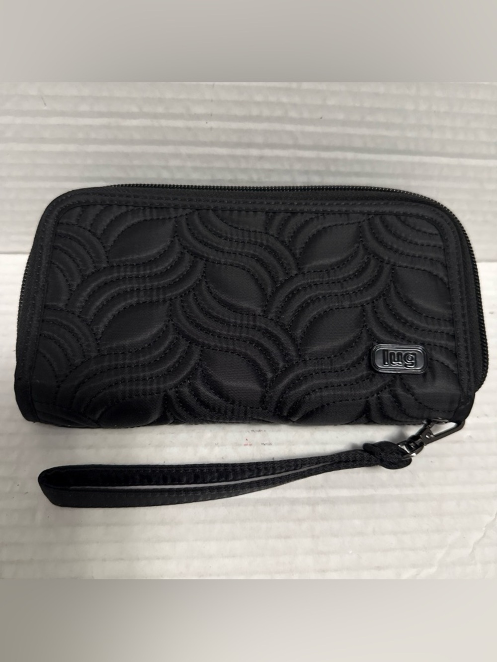 Lug Splits XL Black Quilted Wallet Wristlet zip around RFID protected